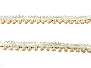 2m x 30mm Lace Embroidery Trim with Pearls - Ivory