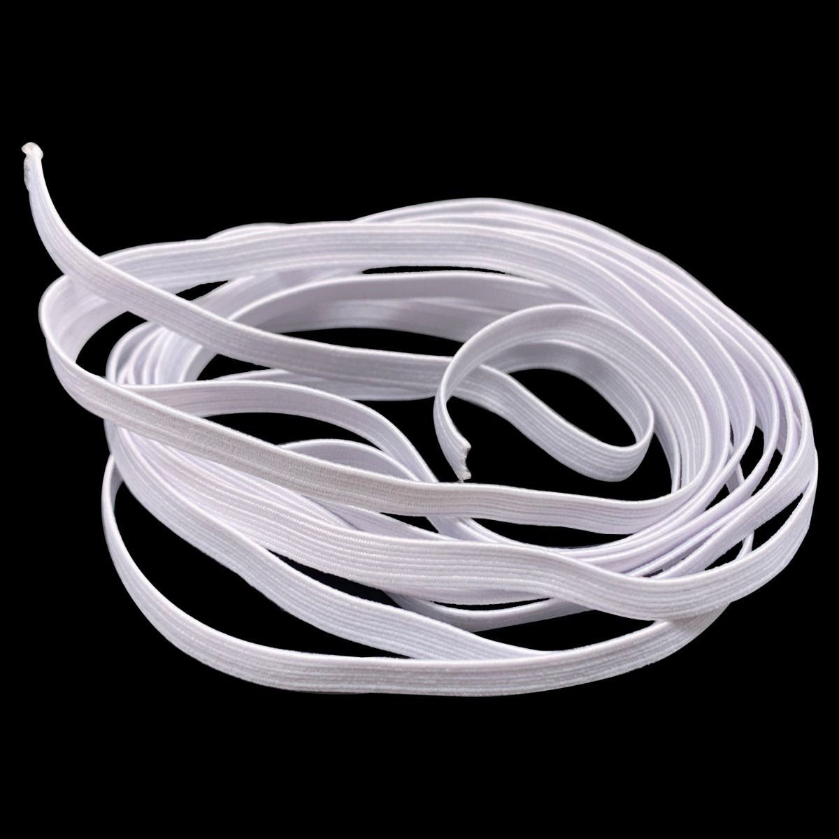 5mm Flat Elastic Cord - White, 3m