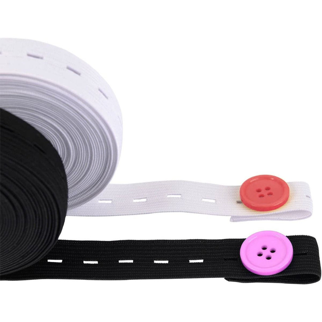 11 Yards Buttonhole Elastic Cord Black & White