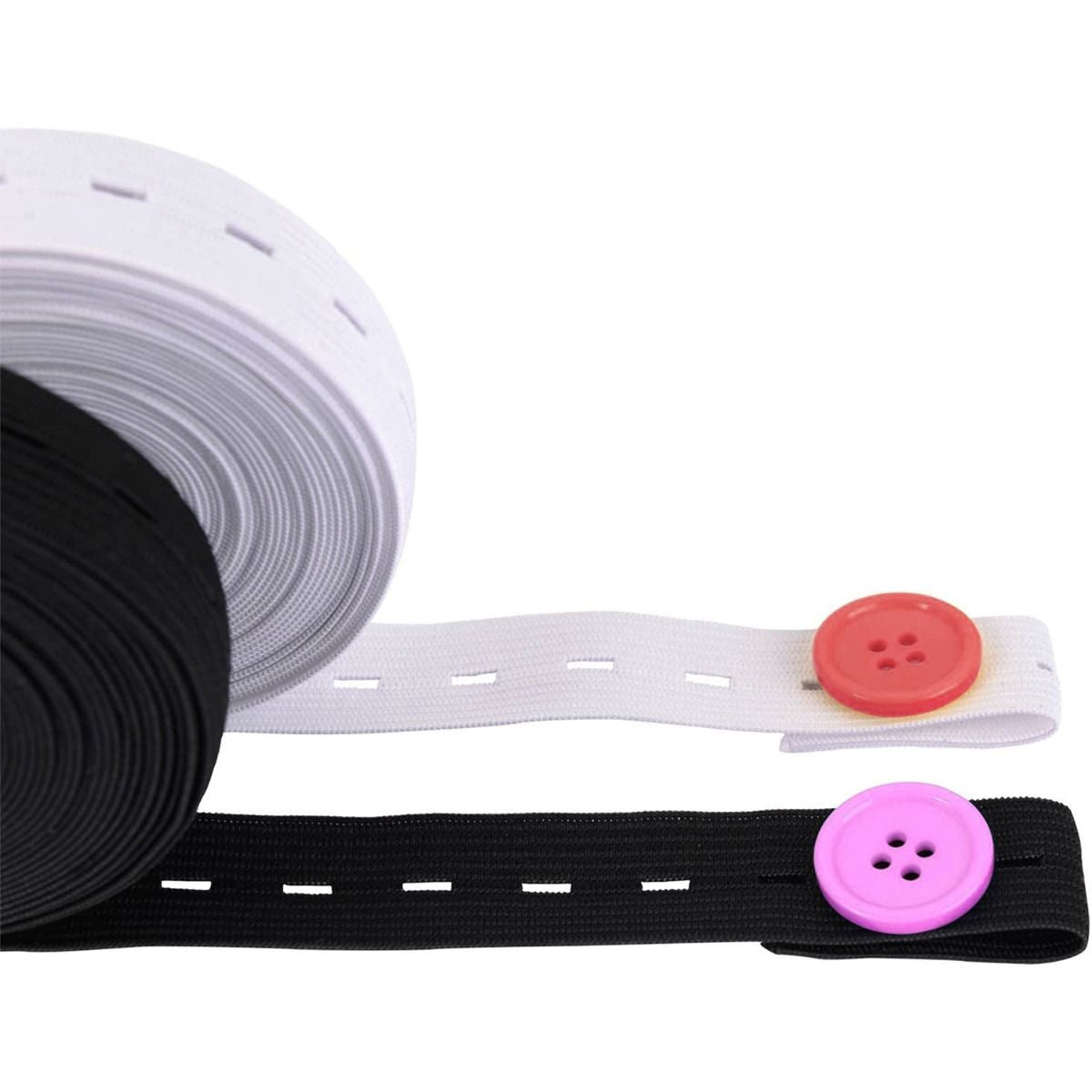 11 Yards Buttonhole Elastic Cord Black & White