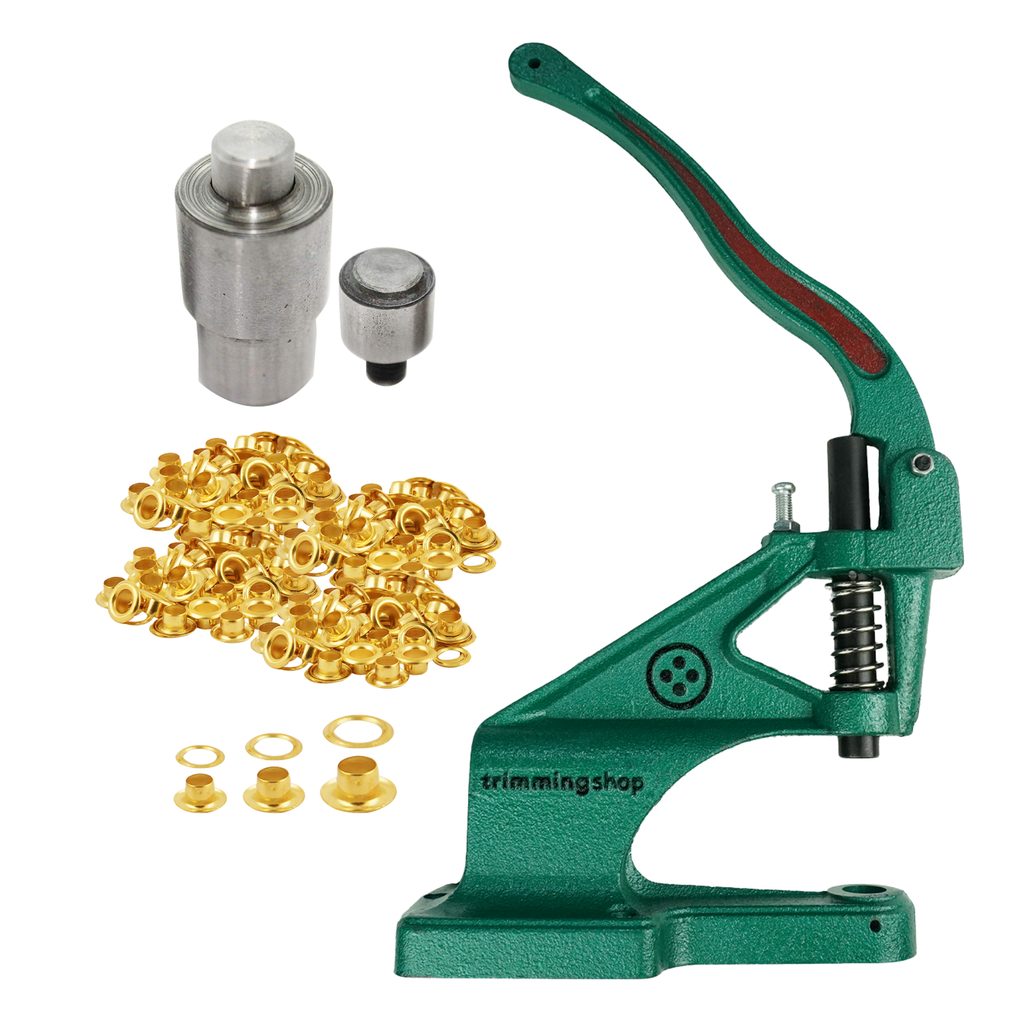 The Green Machine Hand Press® with Eyelet Fixing Die Set & 900 Eyelets