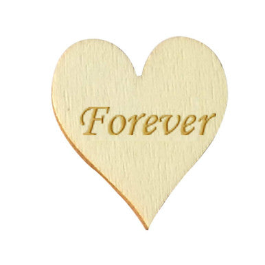 4cm Wooden Hearts Embellishment with Engraving - (Pack of 5) Forever