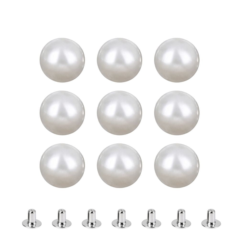 White Round Pearl Rivet Studs with Silver Base Pin - Pack of 100 ...