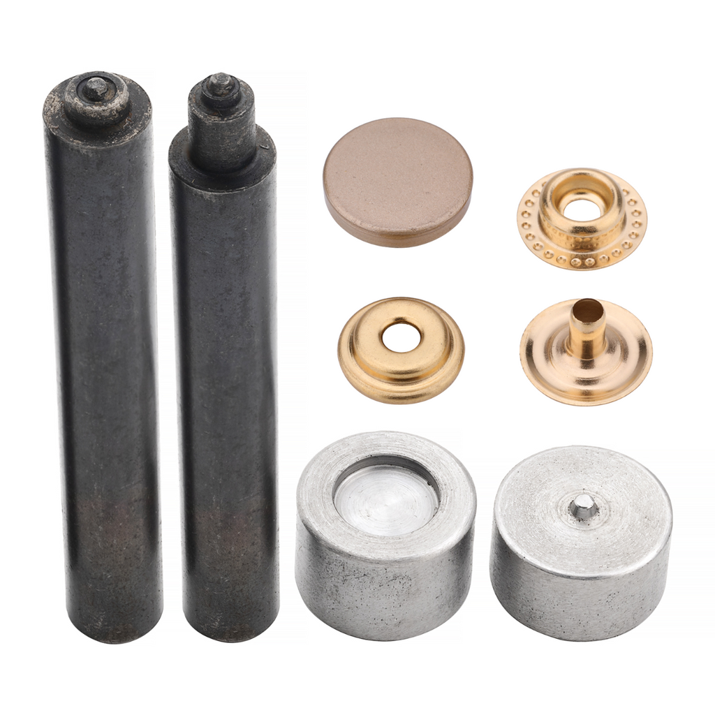 4-Parts Flat Cap Press Studs with Fixing Hand Tool (10 Sets)