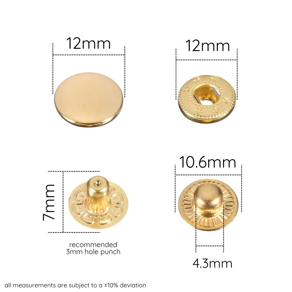 Bulb Spring Press Brass S Spring Press Studs - Pack of 10 – Trimming Shop