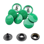 15mm 4-Part Press Studs with Colour Caps and Black Components - Small (10 Sets)