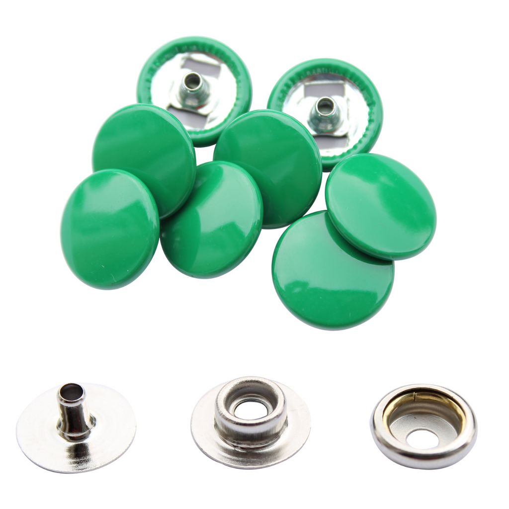 15mm Press Studs with Colour Caps and Silver Components - Small (10 Sets)