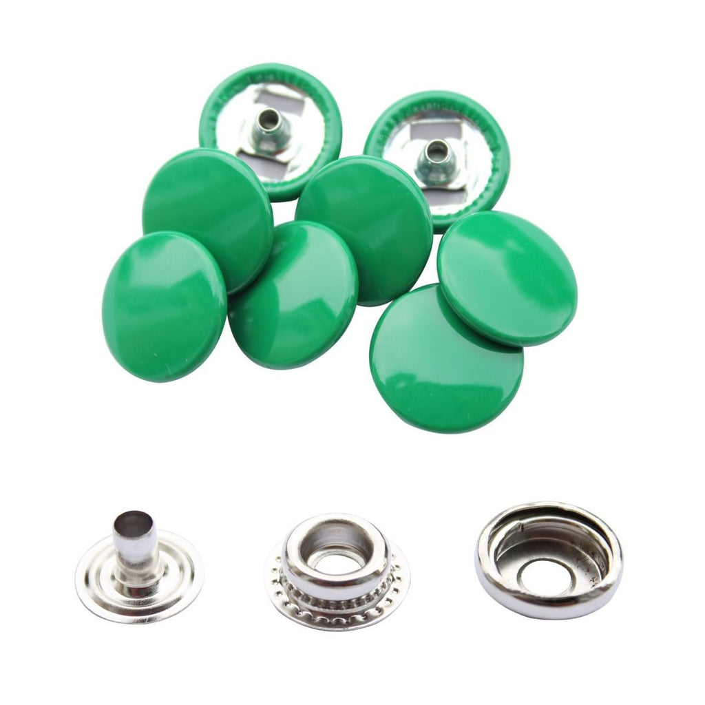 15mm 4-Part Press Studs with Colour Caps and Silver Components - Large (10 Sets)