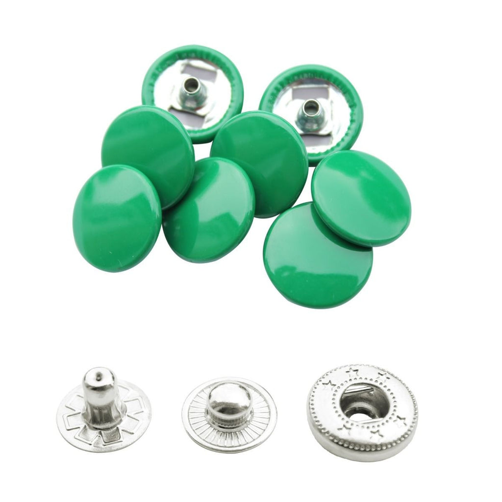 15mm S Spring Press Studs with Coloured Caps and Silver Components (10 Sets)