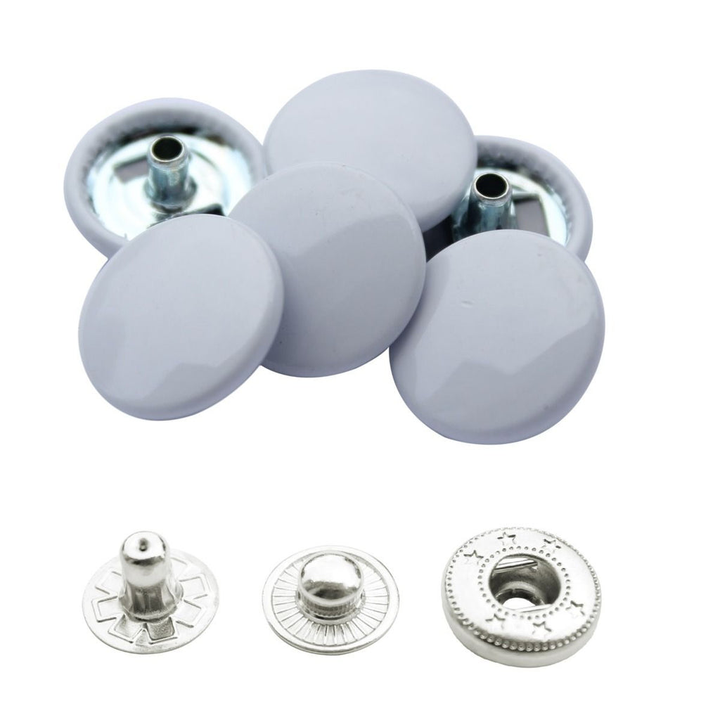 15mm S Spring Press Studs with Coloured Caps and Silver Components (10 Sets)