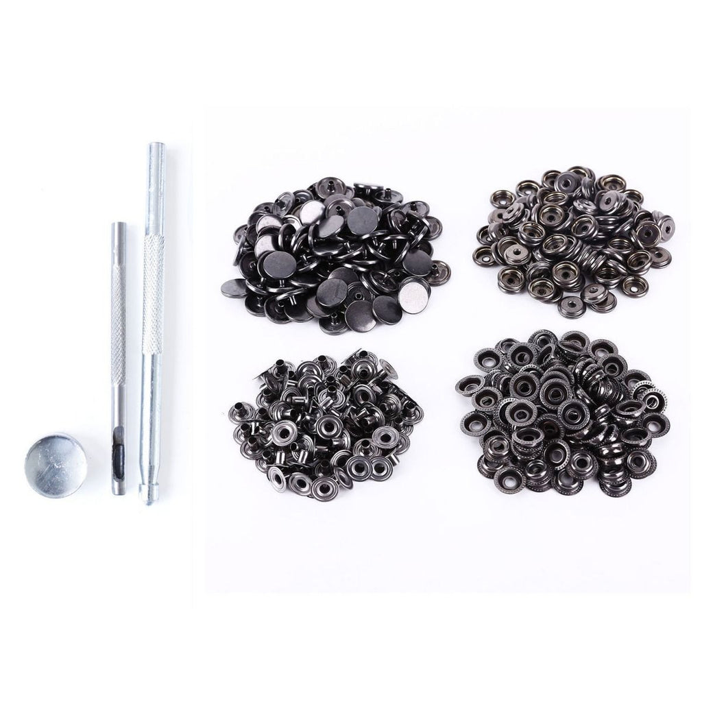 Press Stud File 4-Part Press Studs with Hole Punch Hand Tools - Large (10 Sets ...