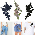 Sew-On Rose Design Embroidered Patch Motif