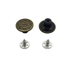 17mm Bronze Design Jeans Buttons with Pins - Pack of 10