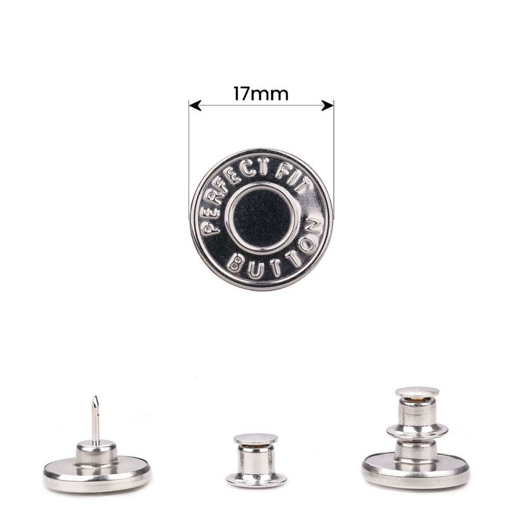 17mm No-Sew Jean Button Replacements, Perfect Fit