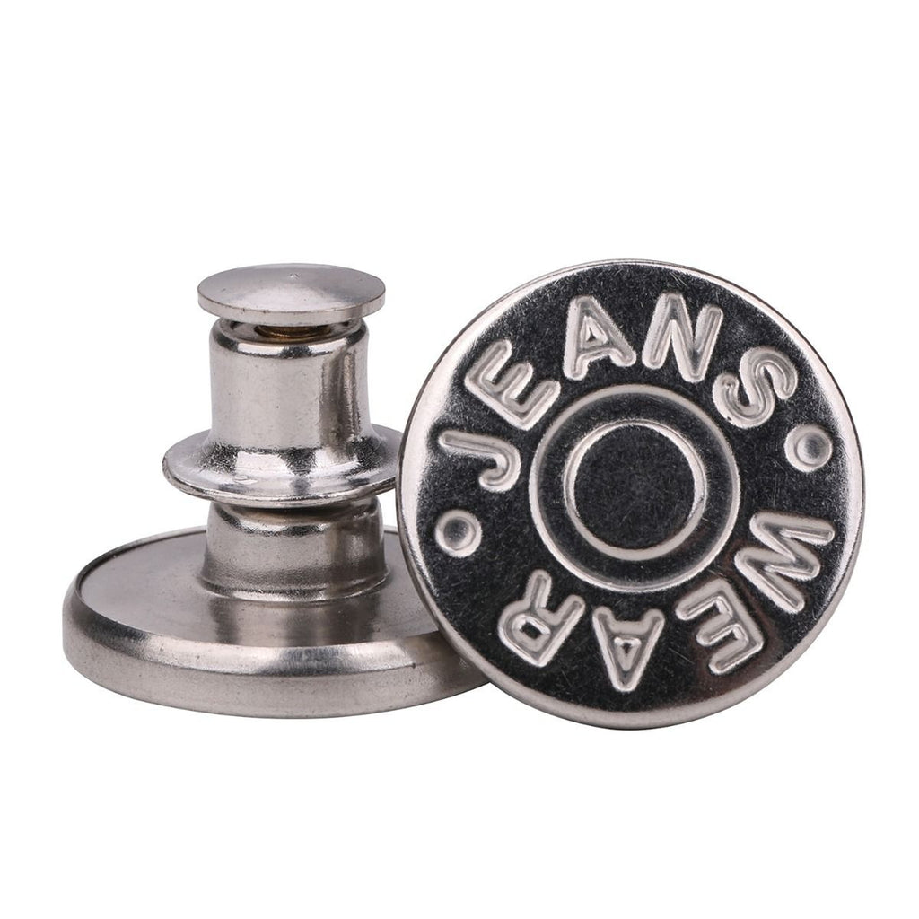 17mm Silver 'Jean Wear' Instant Fit Replacement Buttons