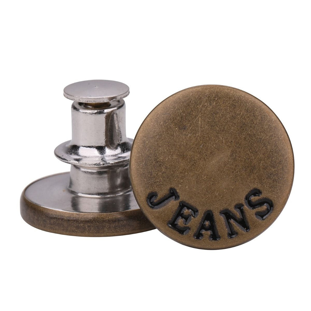17mm No-Sew Jean Button - Bronze "Jeans"