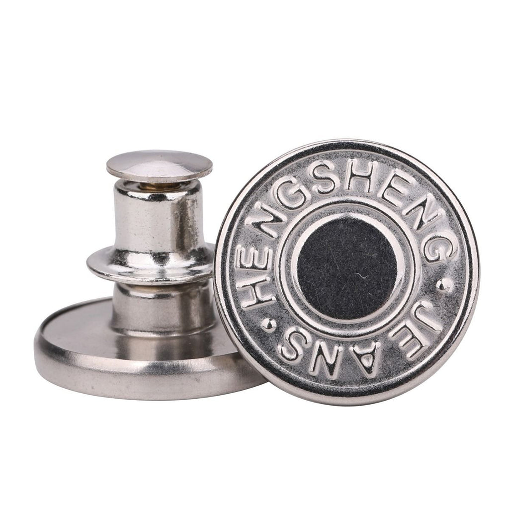 No-Sew Jean Button Replacements - Silver - 17mm