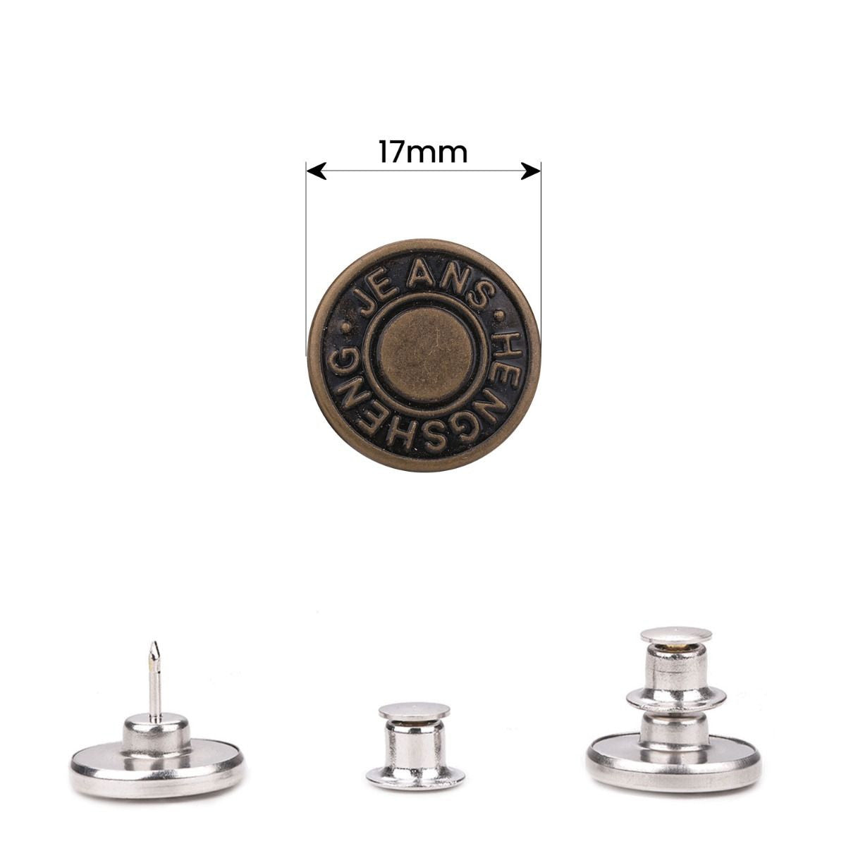 No-Sew Jean Button Replacements - Bronze - 17mm