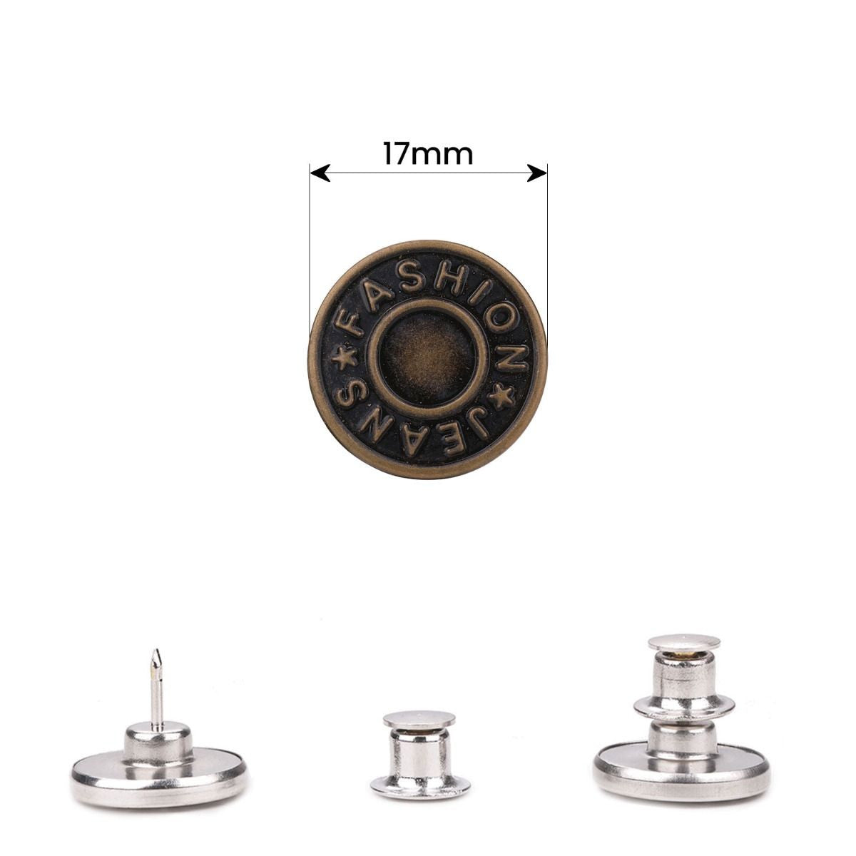 17mm No-Sew Jean Button Replacements - Bronze "Jeans Fashion"