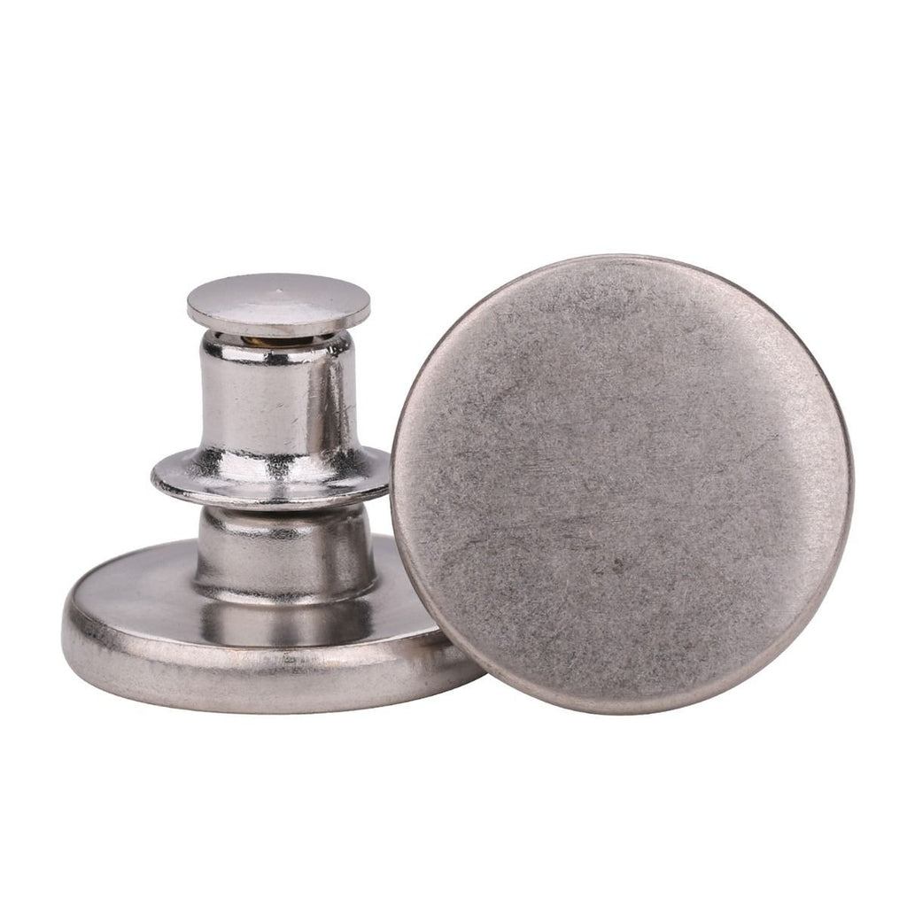 17mm No-Sew Jean Button Replacements, Plain Matte Silver