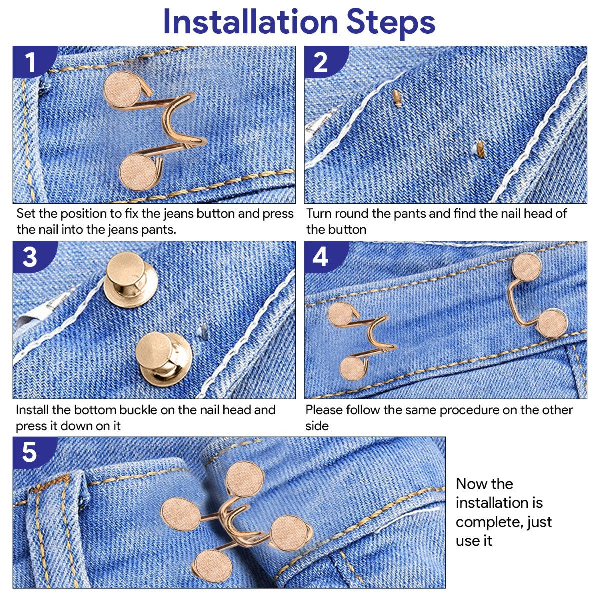 Instant Tool-Free Waist Adjustment Buttons - (Set of 4)