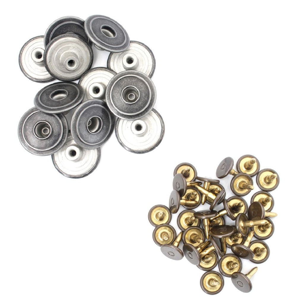 22mm Black Metal Jeans Buttons with Back Pins (Pack of 10)