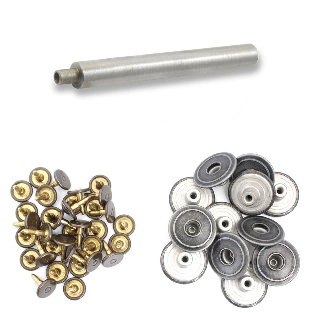 22mm Black Jeans Buttons (Pack of 10) with Fixing Hand Tool