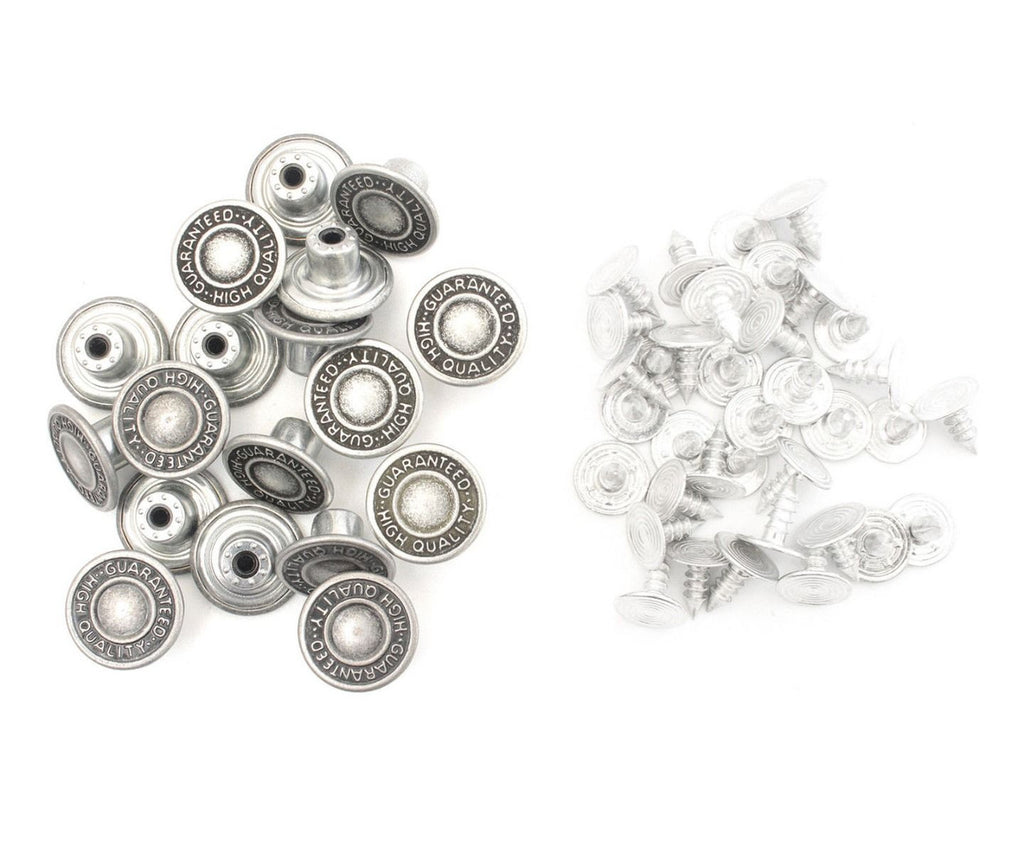14mm Gunmetal 'High Quality Guaranteed' Jeans Buttons with Pins (Pack of 10)