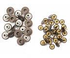 14mm Antique Brass Open Top Replacement Jeans Buttons (Pack of 10) with 3-Part Fixing Hand Tool