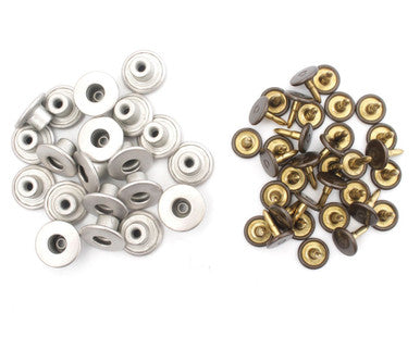 14mm Silver Open-Top Jeans Buttons with Pins (Pack of 10)