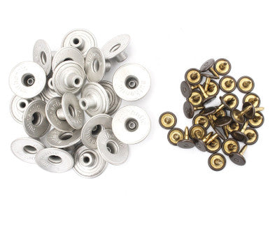 20mm Jeans Buttons with Pins and Fixing Hand Tool - Silver "Authentic" (Pack of 10)
