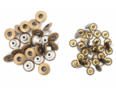 14mm Matte Bronze Open Top Replacement Jeans Buttons (Pack of 10) with 3-Part Fixing Hand Tool