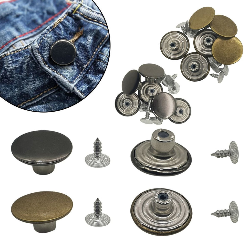 Jeans Buttons Hammer On Brass Tack Fasteners (Pack of 10)