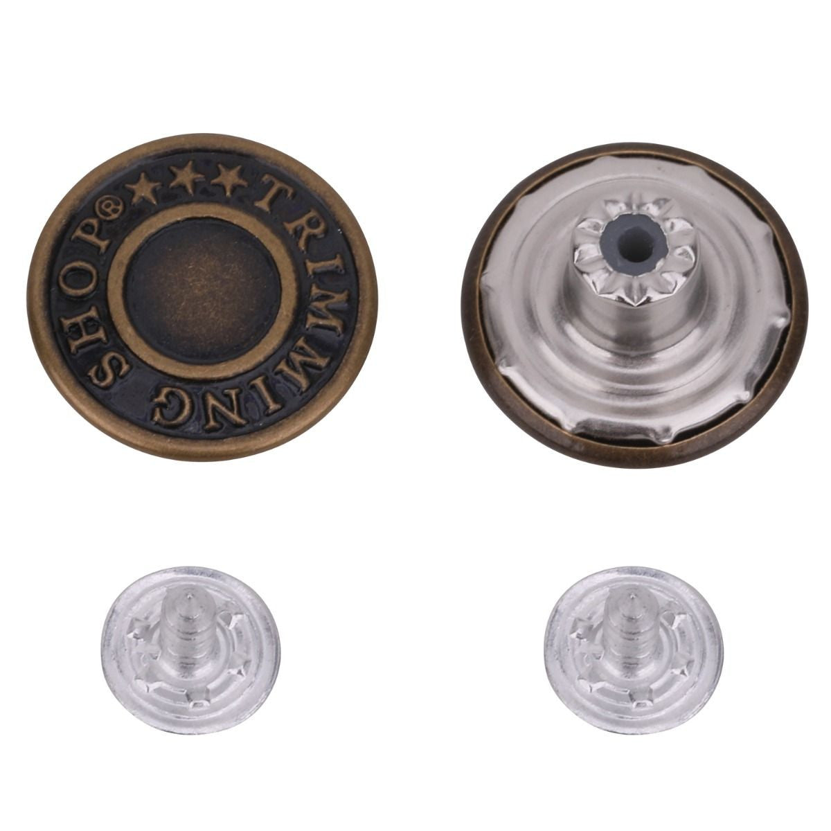 Brass Jeans Buttons With Pins - (Pack of 10)