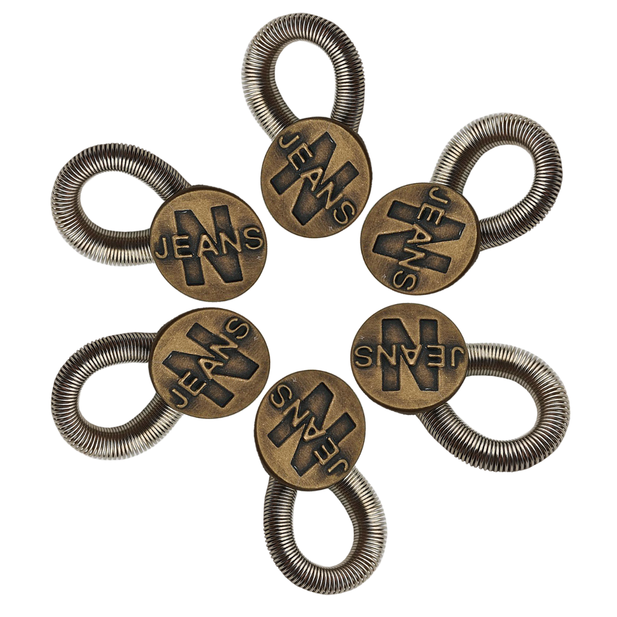 Waist Extender Elastic Spring Brass Button 17mm, Bronze Button