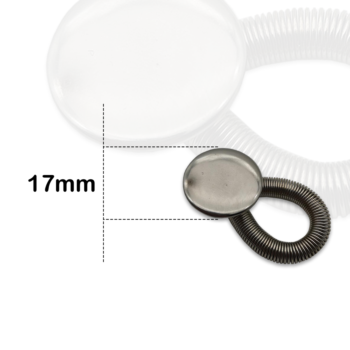Waist Extender Elastic Spring Brass Button 17mm, Plain Silver Button