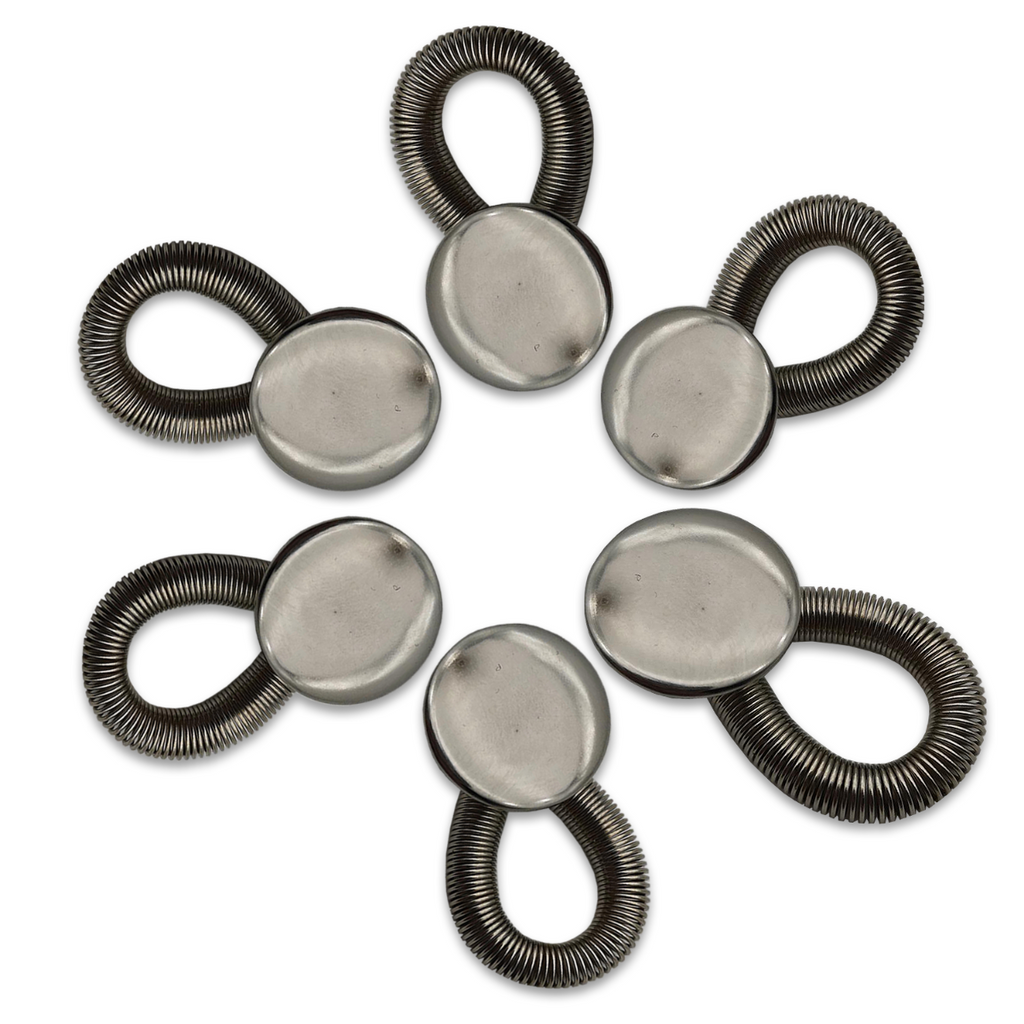 Waist Extender Elastic Spring Brass Button 17mm, Plain Silver Button