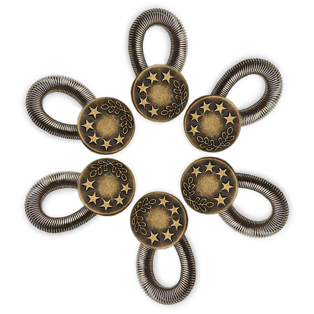 Waist Extender Elastic Spring Brass Button 17mm, Bronze With 5 Star