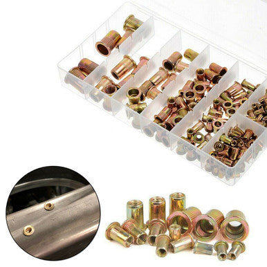 Flat Head Flange Rivet Nuts Set (120 pcs - Mixed Sizes)