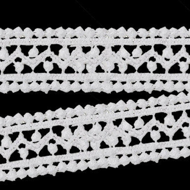 25mm Vintage Style White Cotton Lace - 1m