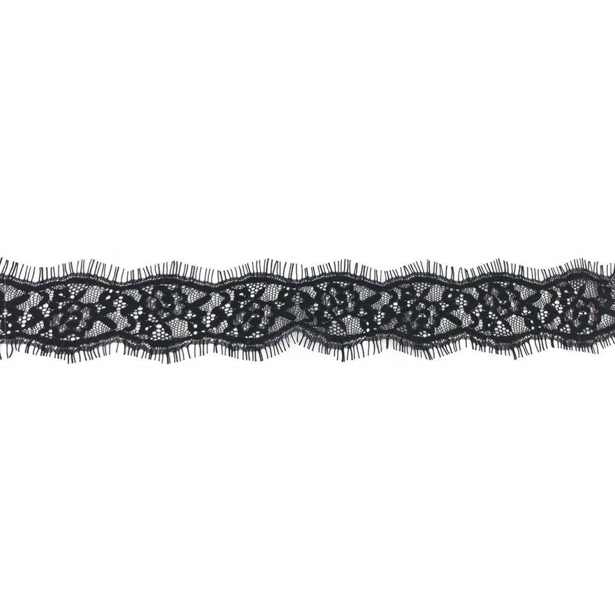 1.5" Black Lace Elasticated Trim - 3m