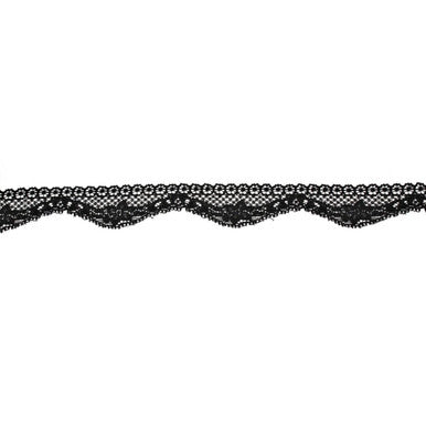 30mm Black Cotton Trim Floral Lace - 1m