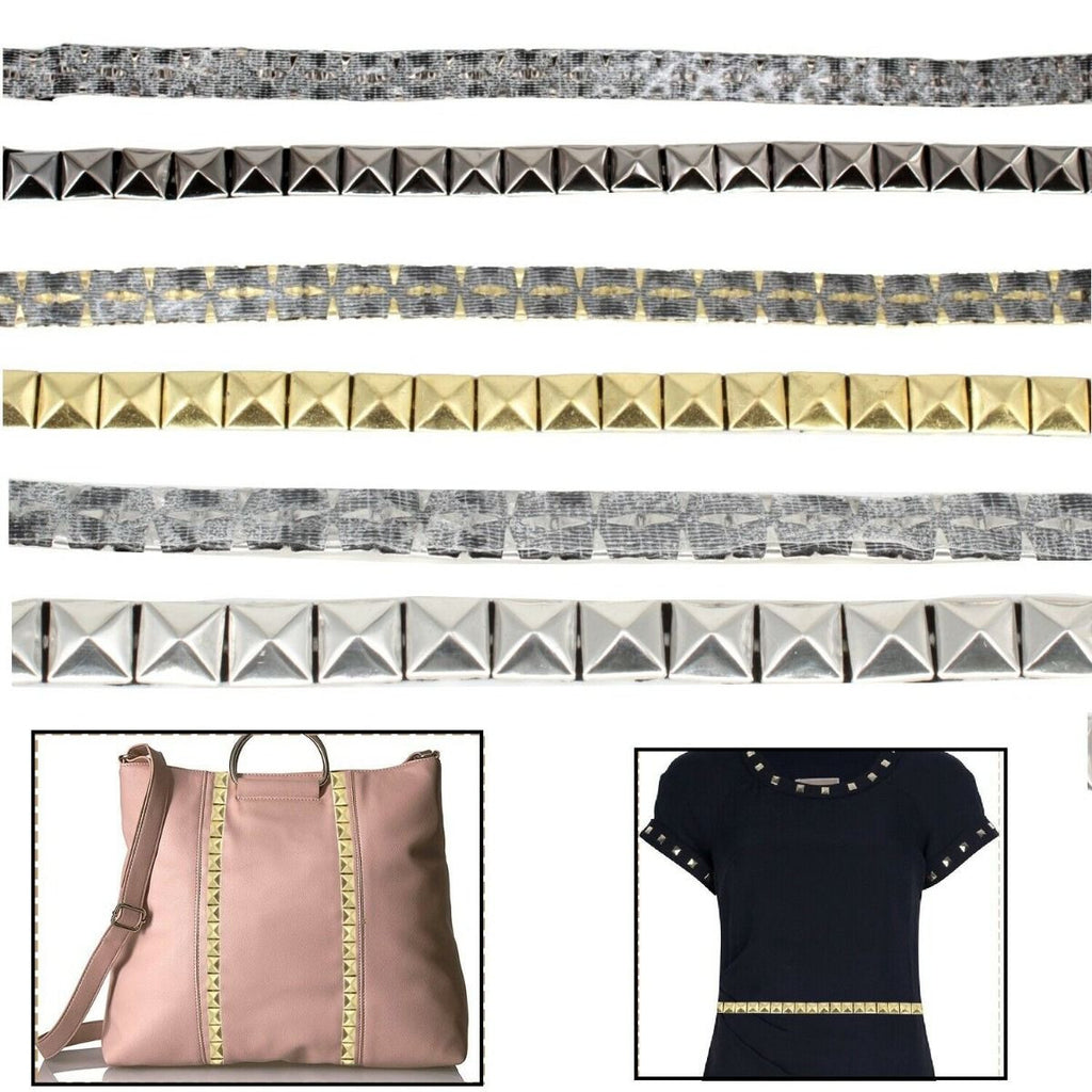 8mm Iron-On Metal Pyramid Stud Trim