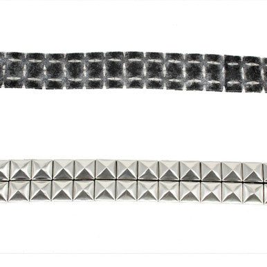 20mm Iron-On Metal Pyramid Stud Trim - Silver
