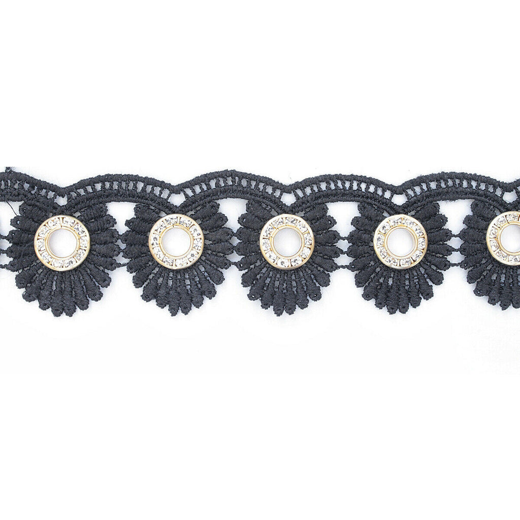 30mm Eyelet Studded Lace