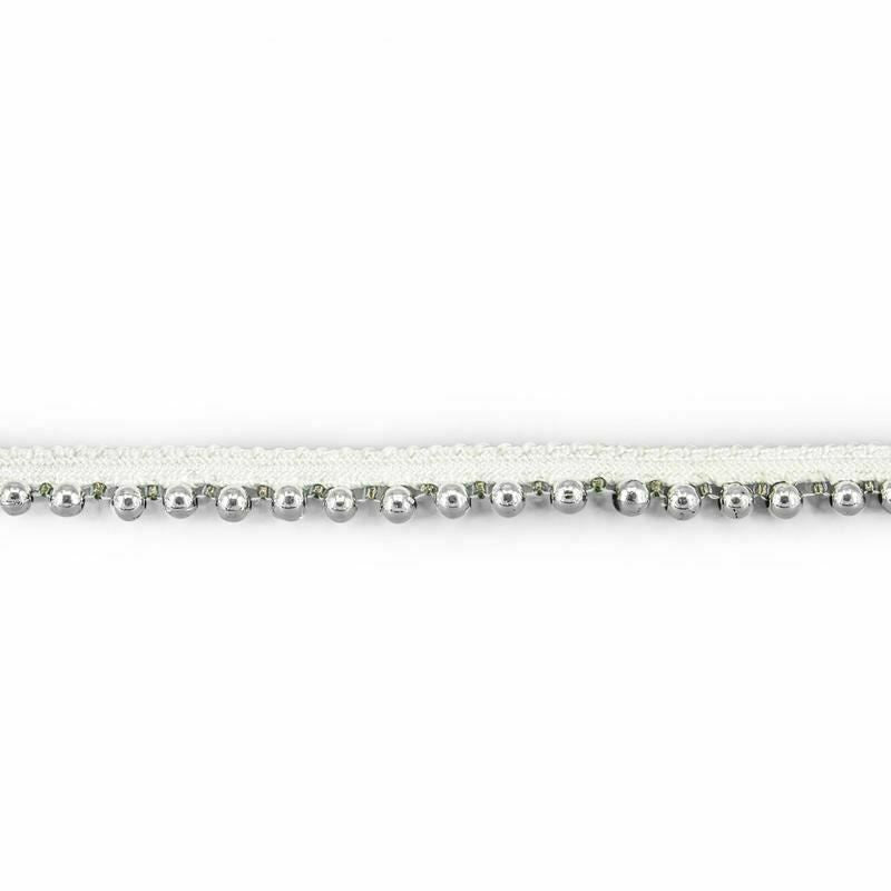 12mm Cotton Lace Trim With Silver Pearls Beaded - 2m