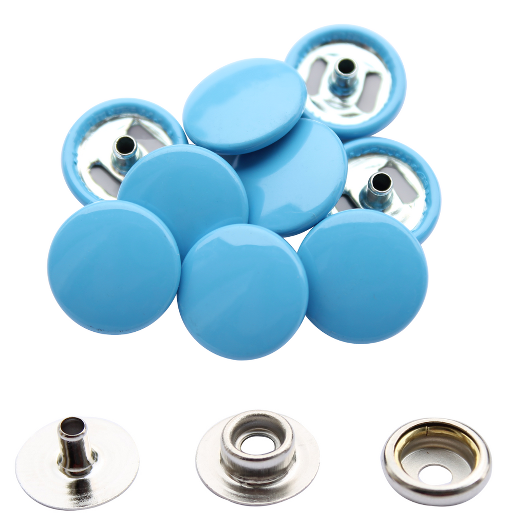 15mm Press Studs with Colour Caps and Silver Components - Small (10 Sets)