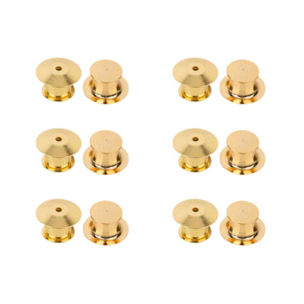 10mm x 7mm Locking Pin Backs for Fastening Clasps (Pack of 10) - Gold