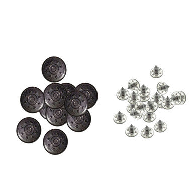 17mm Dark Bronze Stars Design Jeans Buttons with Pins (Pack of 10)