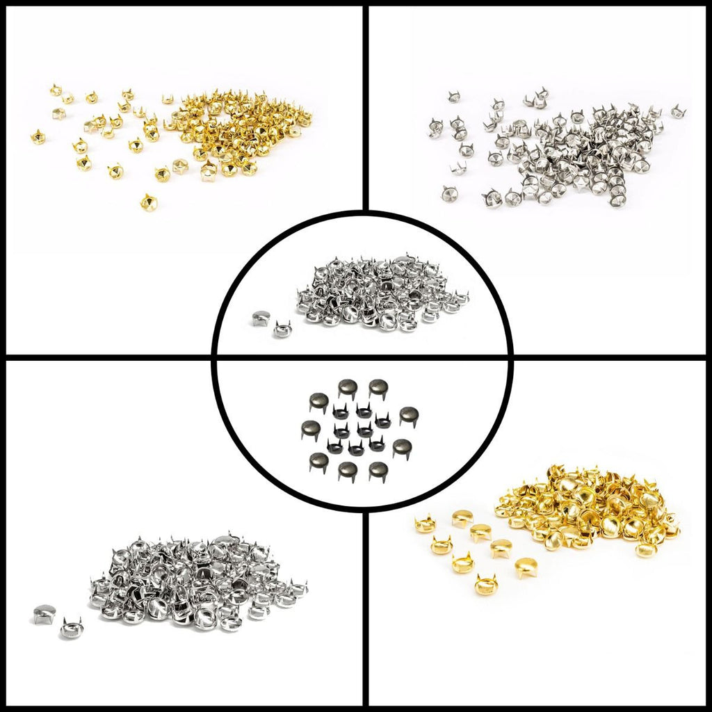 Round Dome Head Punk Spike Studs Rivets with Nail Prongs - (Pack of 100)